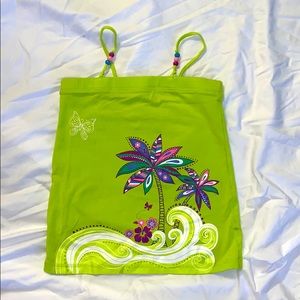 Green palm tree tank top